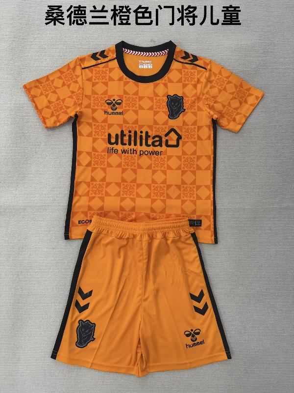 Kids Sunderland 25/26 Goalkeeper Orange Soccer Jersey And Shorts