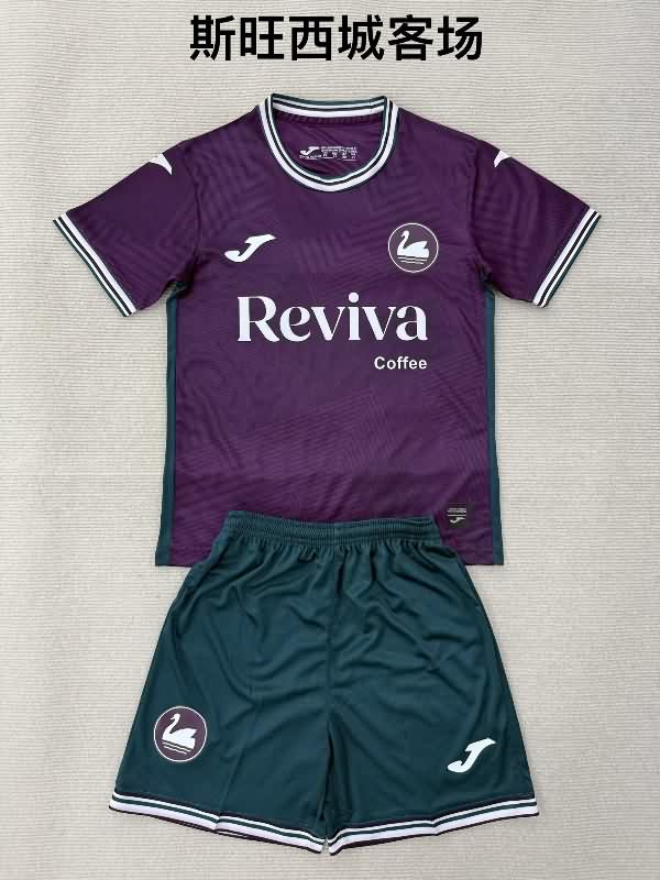 Kids Swansea 25/26 Away Soccer Jersey And Shorts