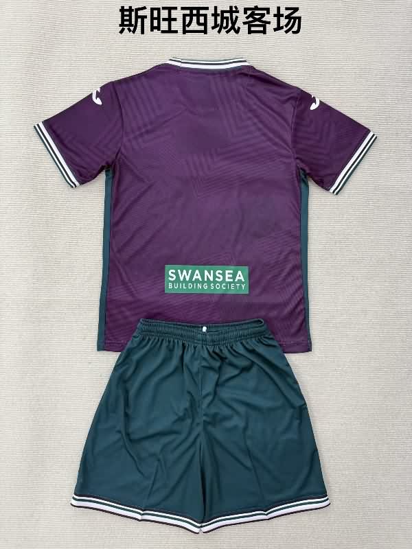 Kids Swansea 25/26 Away Soccer Jersey And Shorts