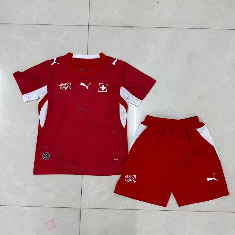 Kids Switzerland 2026 World Cup Home Soccer Jersey And Shorts