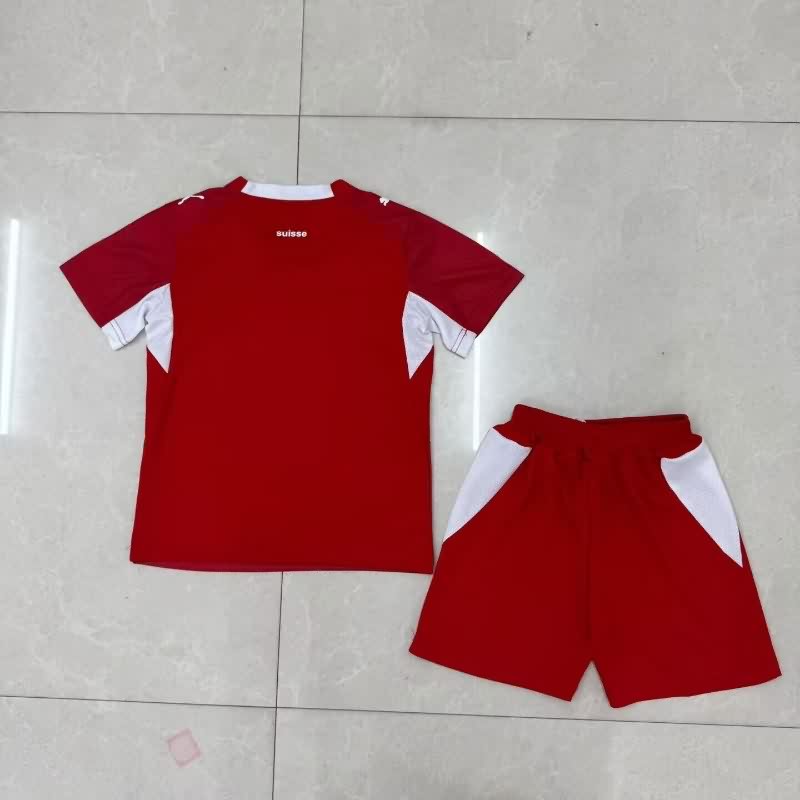 Kids Switzerland 2026 World Cup Home Soccer Jersey And Shorts