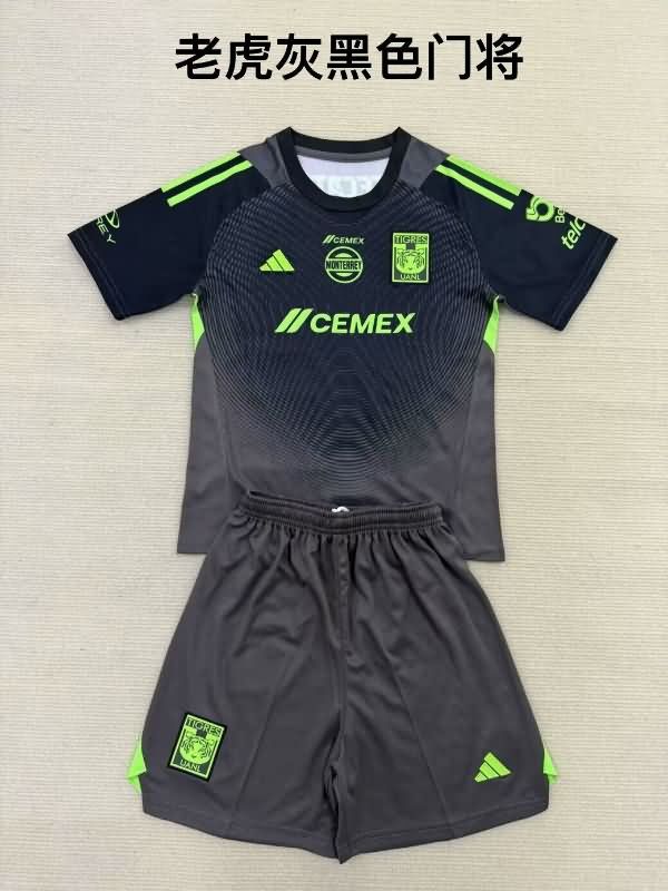 Kids Tigres UANL 25/26 Goalkeeper Black Soccer Jersey And Shorts