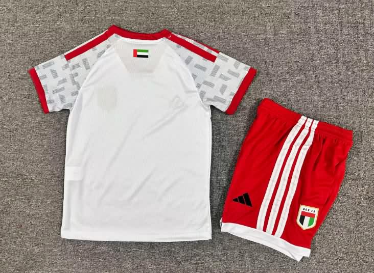 Kids UAE 2026 Home Soccer Jersey And Shorts