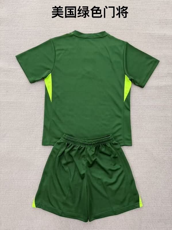 Kids USA 2025 Goalkeeper Green Soccer Jersey And Shorts