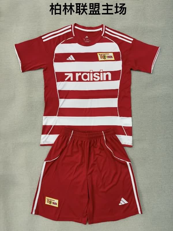 Kids Union Berlin 25/26 Home Soccer Jersey And Shorts