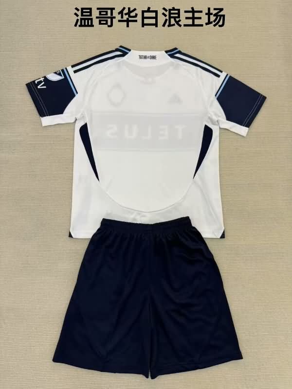 Kids Vancouver Whitecaps 2025 Home Soccer Jersey And Shorts