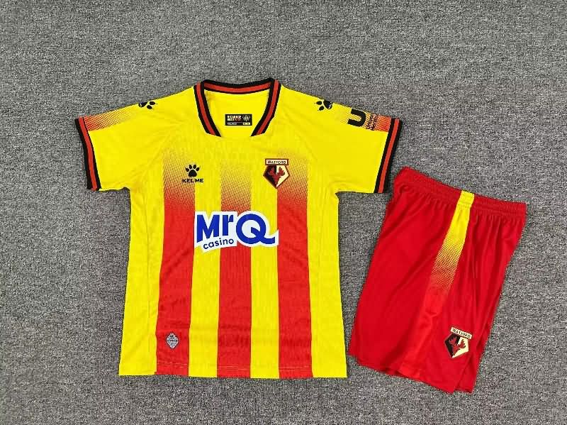 Kids Watford 25/26 Home Soccer Jersey And Shorts