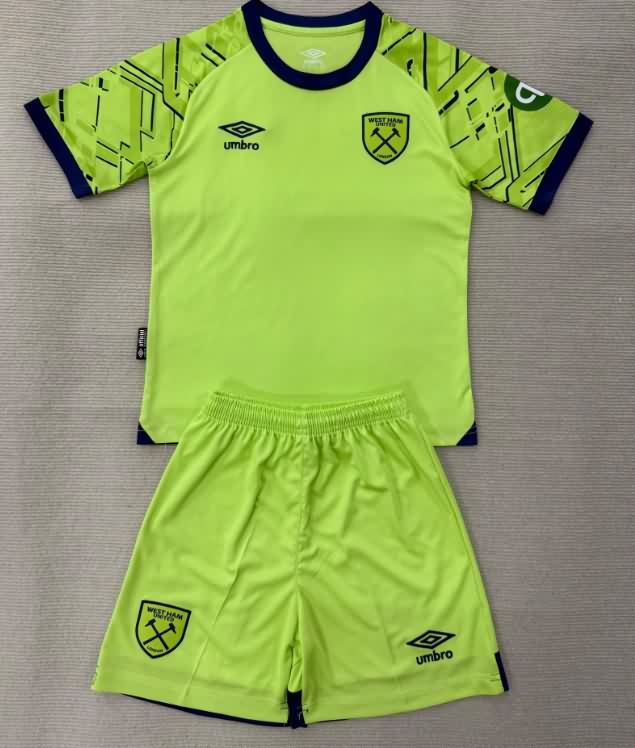 Kids West Ham 25/26 Goalkeeper Green Soccer Jersey And Shorts