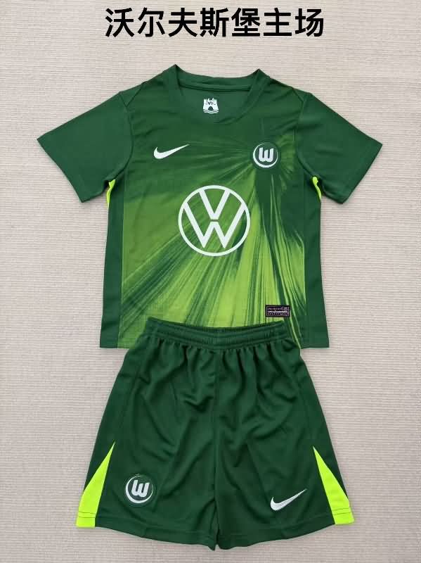 Kids Wolfsburg 25/26 Home Soccer Jersey And Shorts