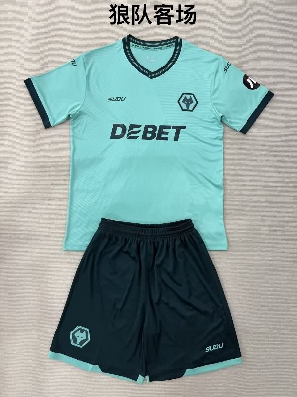 Kids Wolves 25/26 Away Soccer Jersey And Shorts