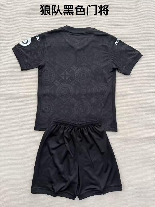 Kids Wolves 25/26 Goalkeeper Black Soccer Jersey And Shorts