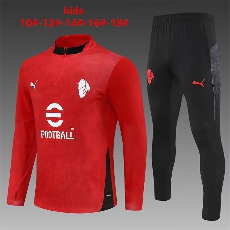 Kids AAA Quality AC Milan 25/26 Red Soccer Tracksuit