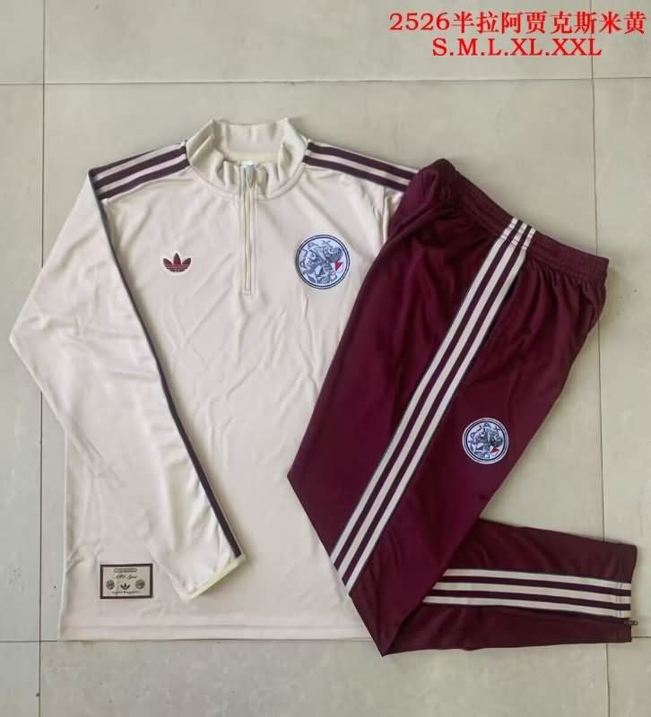 AAA Quality Ajax 25/26 Light Yellow Soccer Tracksuit