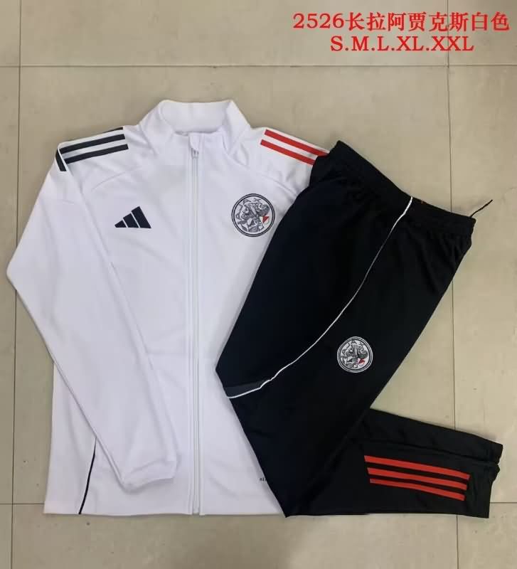 AAA Quality Ajax 25/26 White Soccer Tracksuit 02
