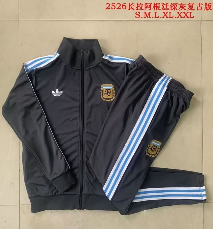AAA Quality Argentina 2025 Dark Grey Soccer Tracksuit 02