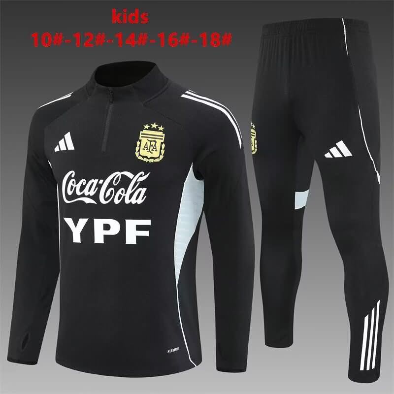 Kids AAA Quality Argentina 2025 Black Soccer Tracksuit