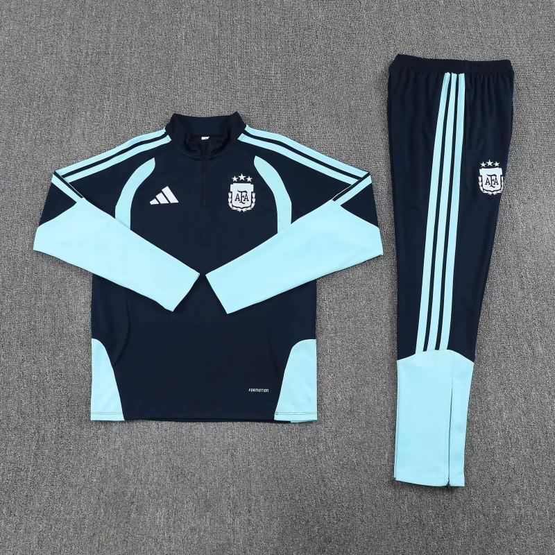 Kids AAA Quality Argentina 2026 Dark Blue Soccer Tracksuit