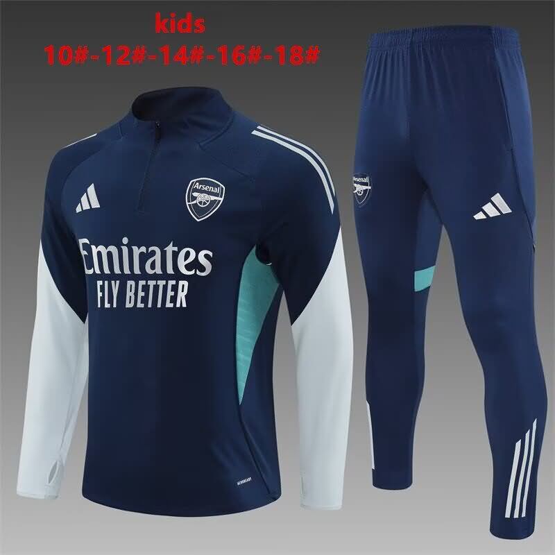 Kids AAA Quality Arsenal 25/26 Dark Blue Soccer Tracksuit 02