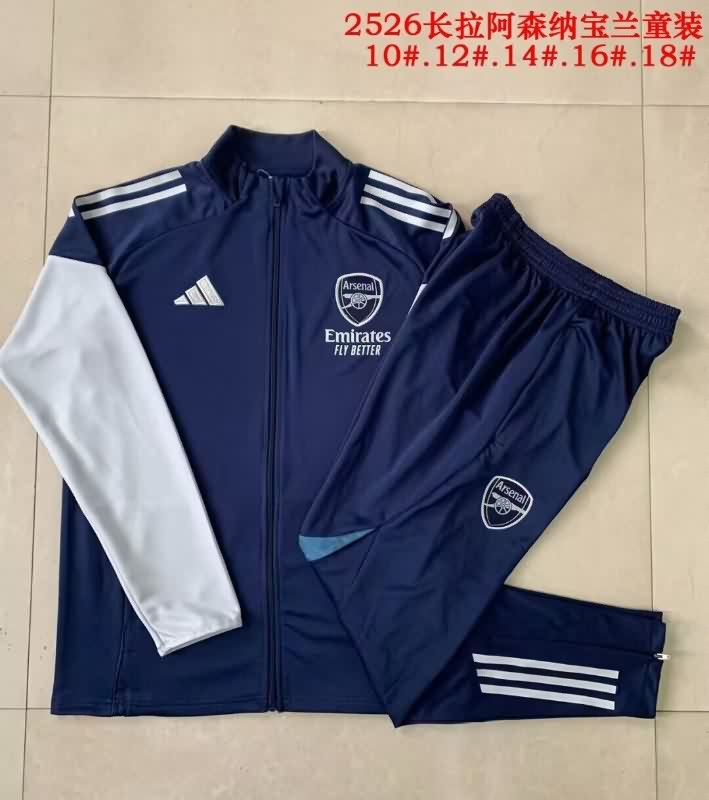 Kids AAA Quality Arsenal 25/26 Dark Blue Soccer Tracksuit 04