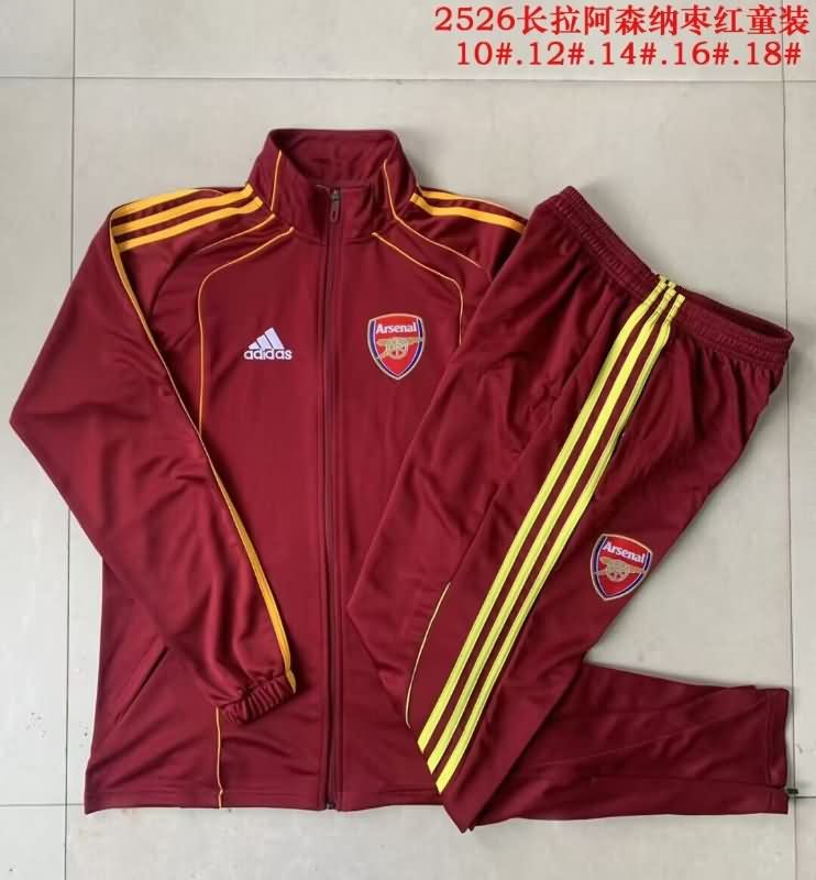 Kids AAA Quality Arsenal 25/26 Red Soccer Tracksuit 02