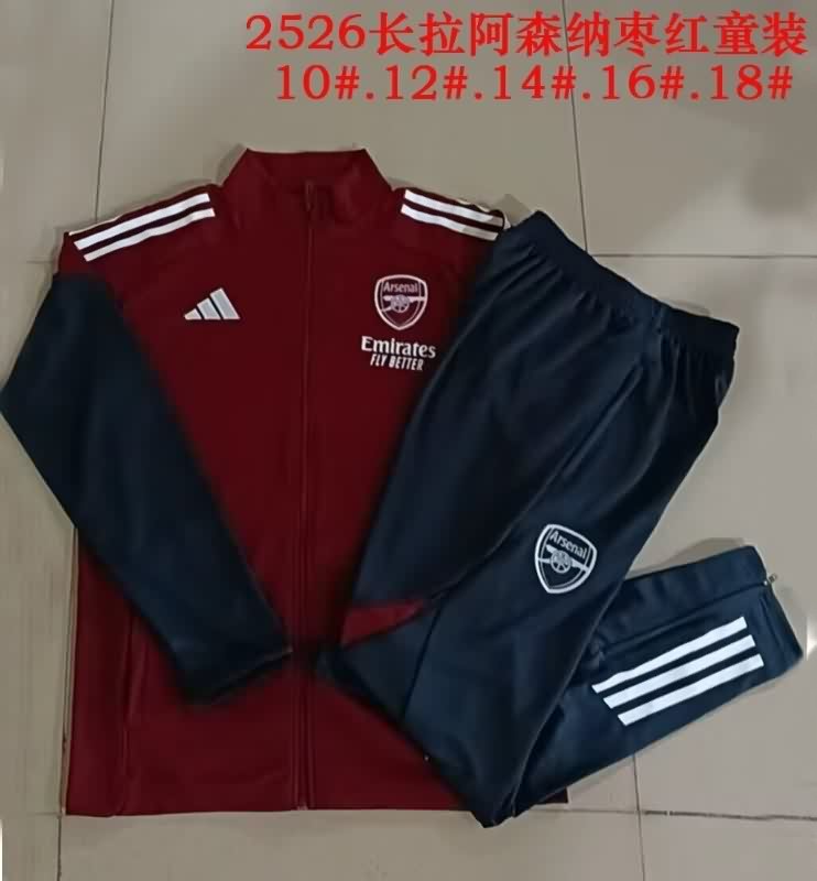 Kids AAA Quality Arsenal 25/26 Red Soccer Tracksuit 04