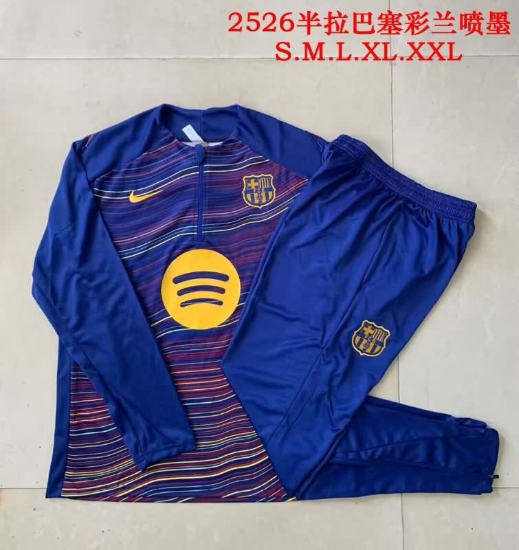 AAA Quality Barcelona 25/26 Dark Blue Soccer Tracksuit 03