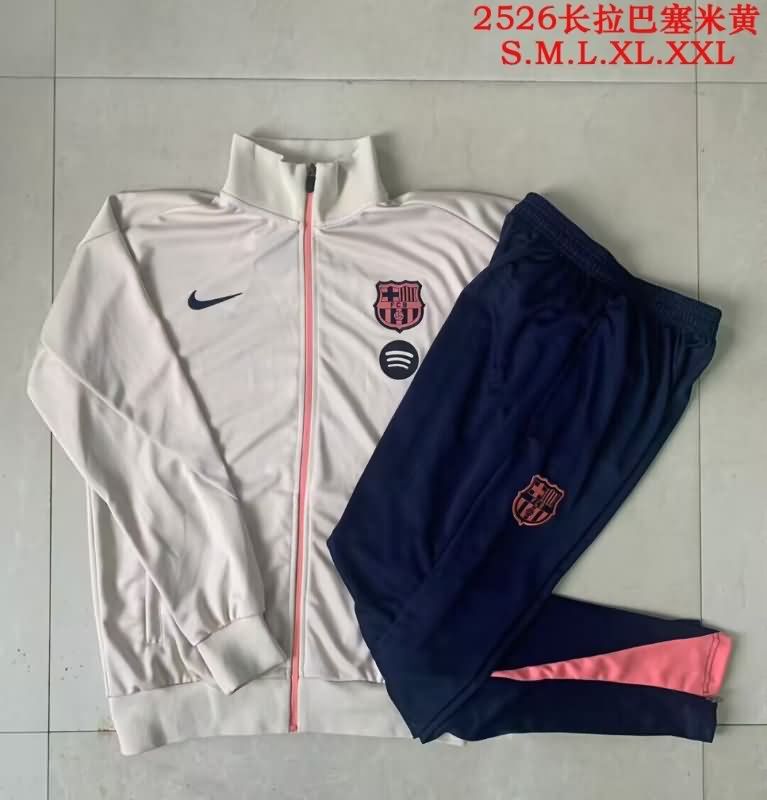 AAA Quality Barcelona 25/26 Light Yellow Soccer Tracksuit