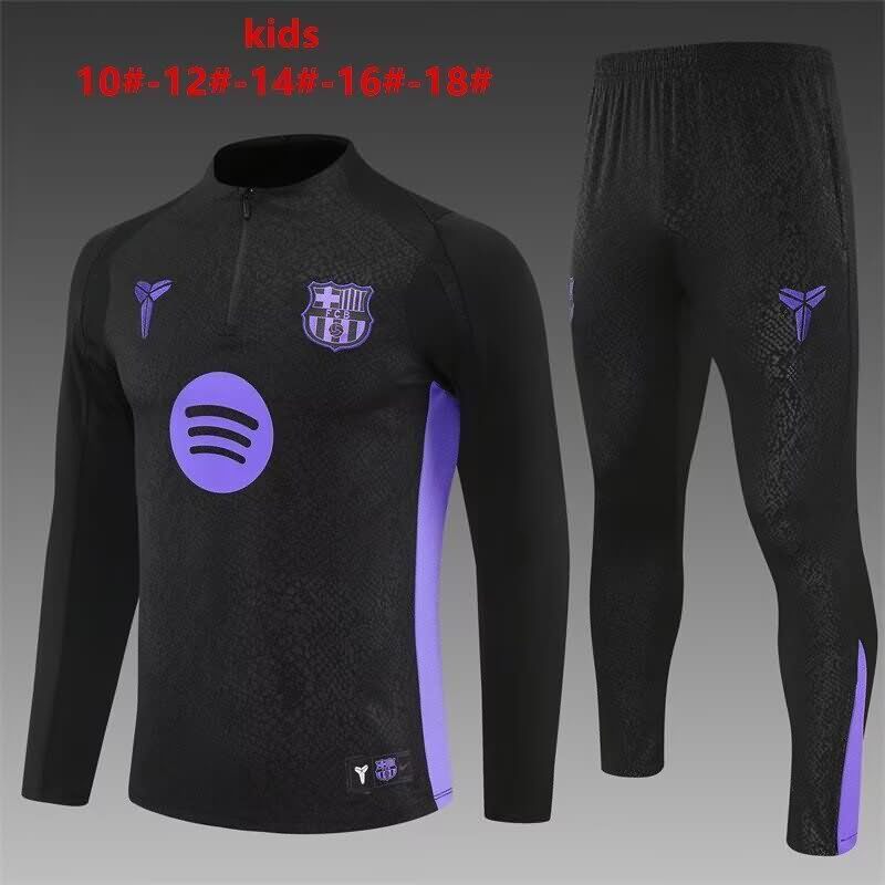 Kids AAA Quality Barcelona 25/26 Black Soccer Tracksuit 03