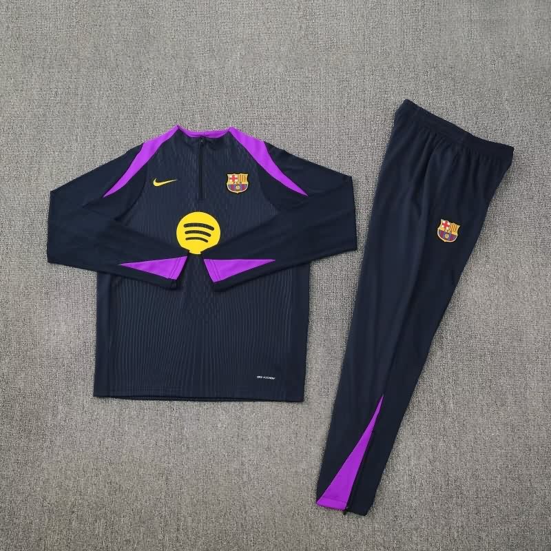 Kids AAA Quality Barcelona 25/26 Dark Blue Soccer Tracksuit 05