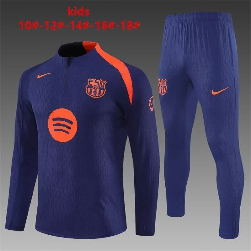 Kids AAA Quality Barcelona 25/26 Dark Blue Soccer Tracksuit 06