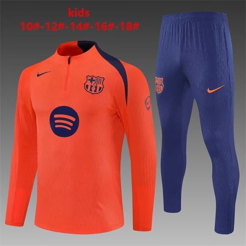 Kids AAA Quality Barcelona 25/26 Orange Soccer Tracksuit