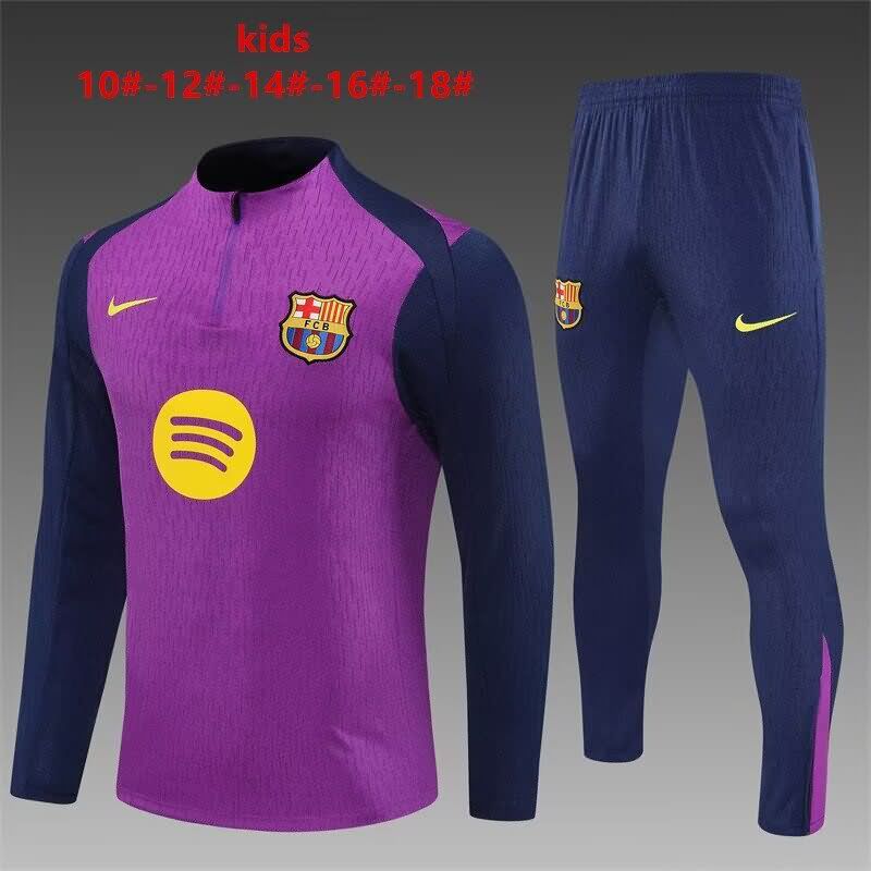 Kids AAA Quality Barcelona 25/26 Purple Soccer Tracksuit