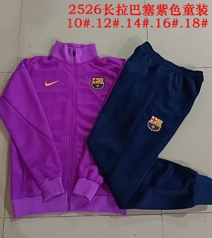 Kids AAA Quality Barcelona 25/26 Purple Soccer Tracksuit 03