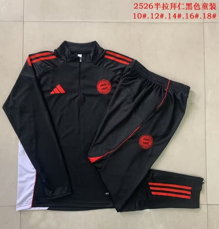 Kids AAA Quality Bayern Munich 25/26 Black Soccer Tracksuit