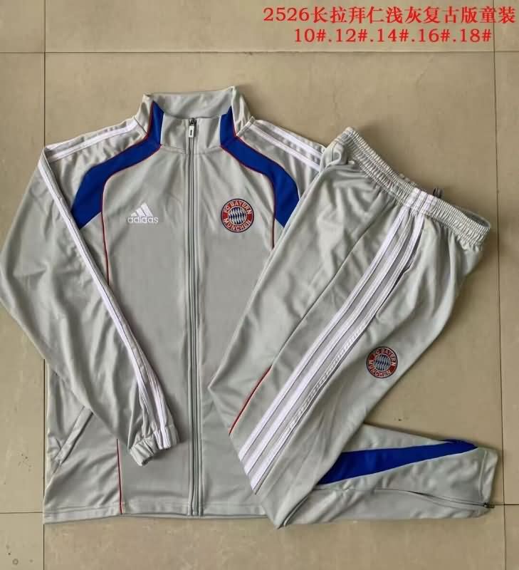 Kids AAA Quality Bayern Munich 25/26 Grey Soccer Tracksuit