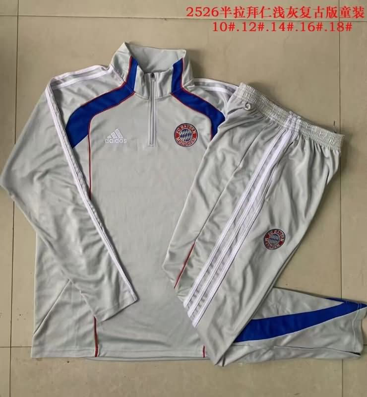 Kids AAA Quality Bayern Munich 25/26 Grey Soccer Tracksuit 02