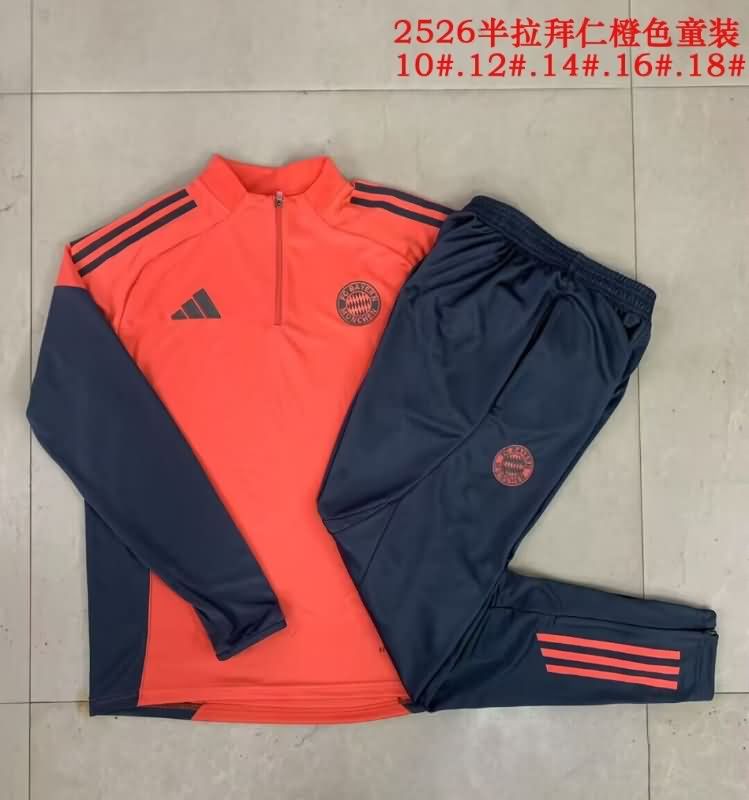 Kids AAA Quality Bayern Munich 25/26 Orange Soccer Tracksuit