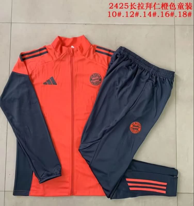 Kids AAA Quality Bayern Munich 25/26 Orange Soccer Tracksuit 02