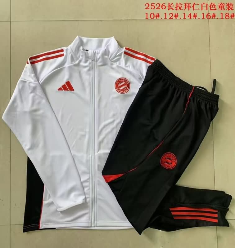 Kids AAA Quality Bayern Munich 25/26 White Soccer Tracksuit 02