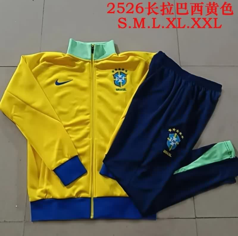 AAA Quality Brazil 2025 Yellow Soccer Tracksuit 02