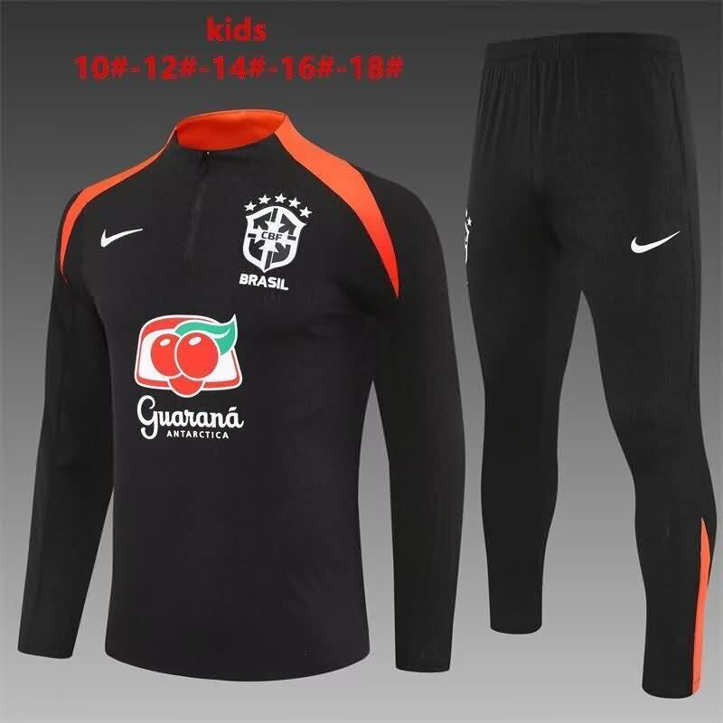 Kids AAA Quality Brazil 2025 Black Soccer Tracksuit