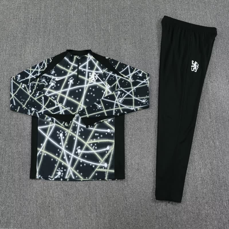 AAA Quality Chelsea 25/26 Black White Soccer Tracksuit AAA Quality Chelsea 25/26 Black White Soccer Tracksuit