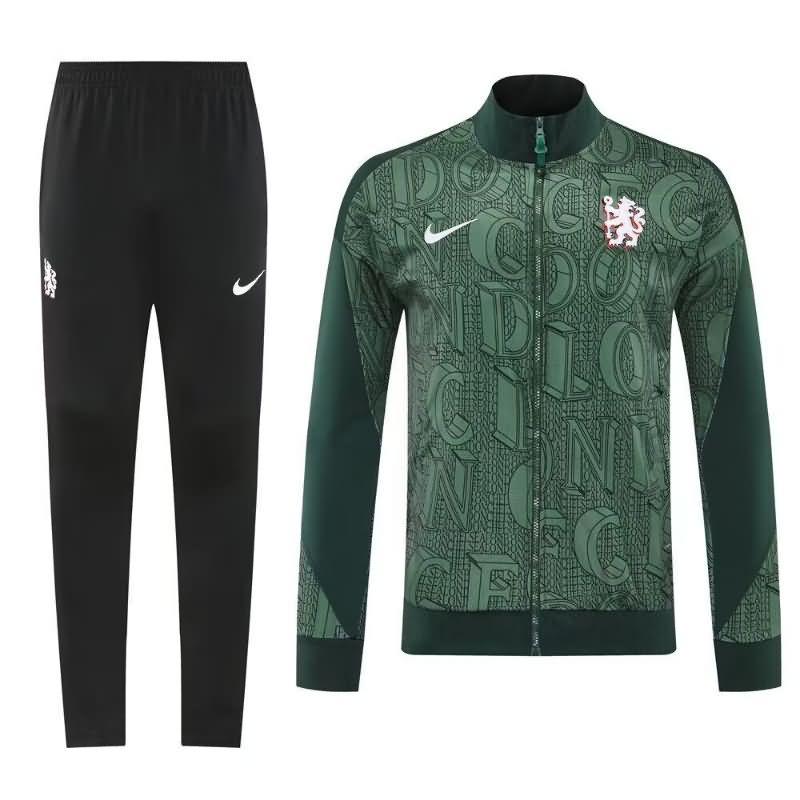 AAA Quality Chelsea 25/26 Dark Green Soccer Tracksuit 02 AAA Quality Chelsea 25/26 Dark Green Soccer Tracksuit 02