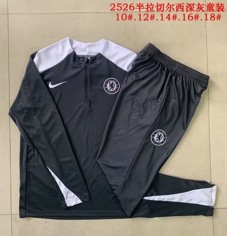 Kids AAA Quality Chelsea 25/26 Black Soccer Tracksuit 02