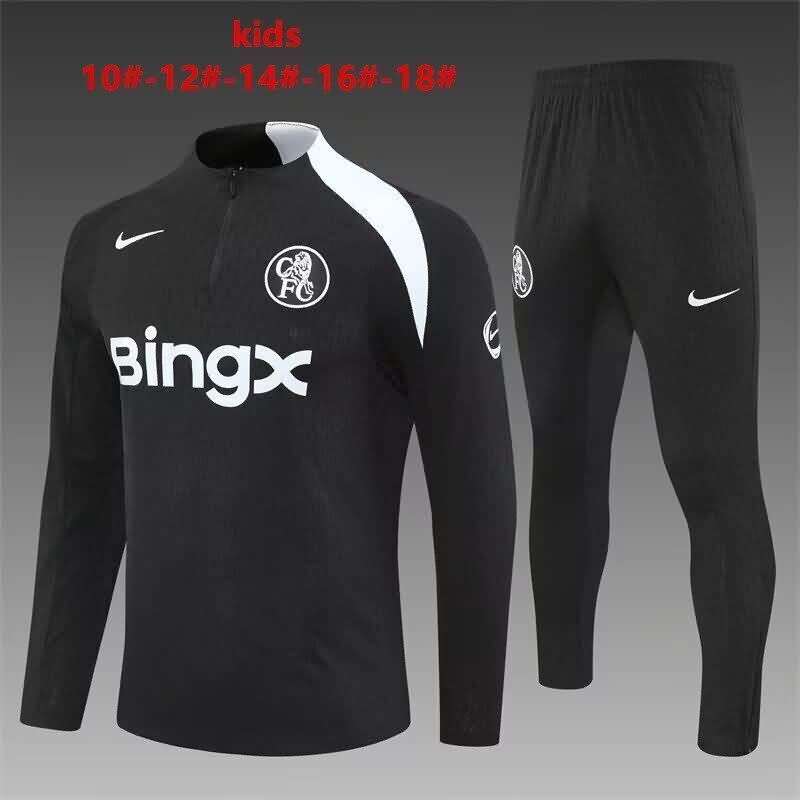 Kids AAA Quality Chelsea 25/26 Black Soccer Tracksuit 03
