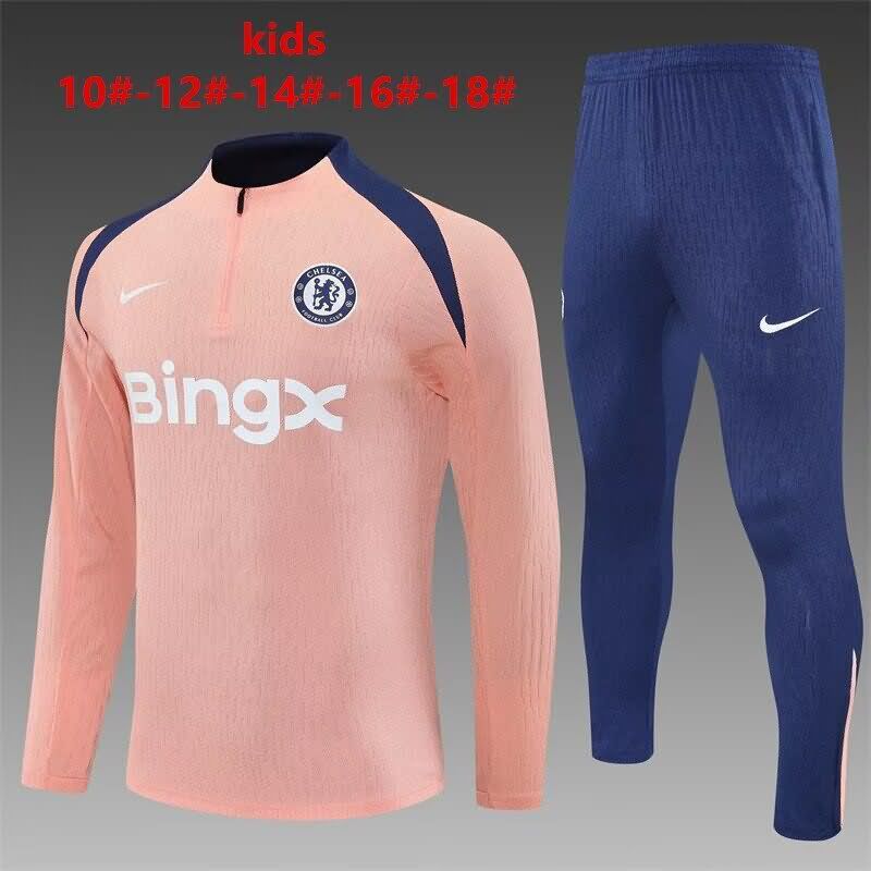 Kids AAA Quality Chelsea 25/26 Pink Soccer Tracksuit