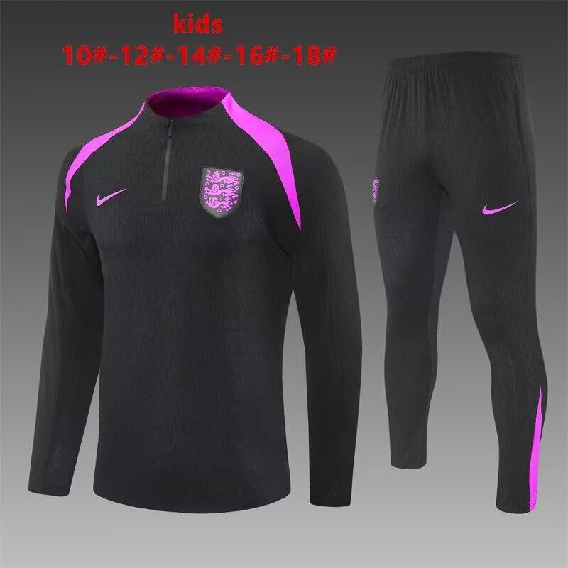 Kids AAA Quality England 2025 Black Soccer Tracksuit