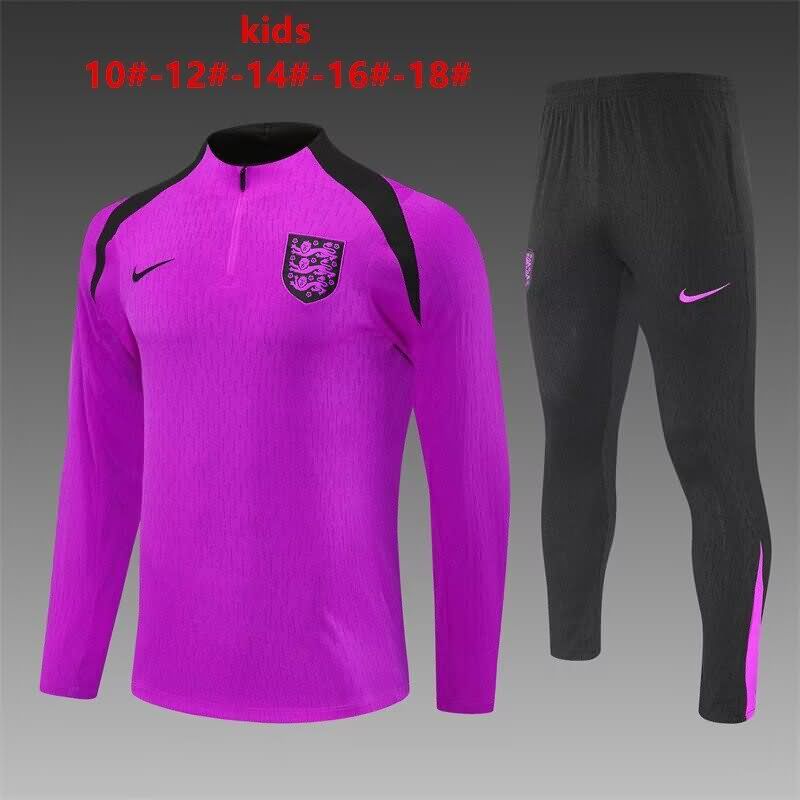 Kids AAA Quality England 2025 Purple Soccer Tracksuit
