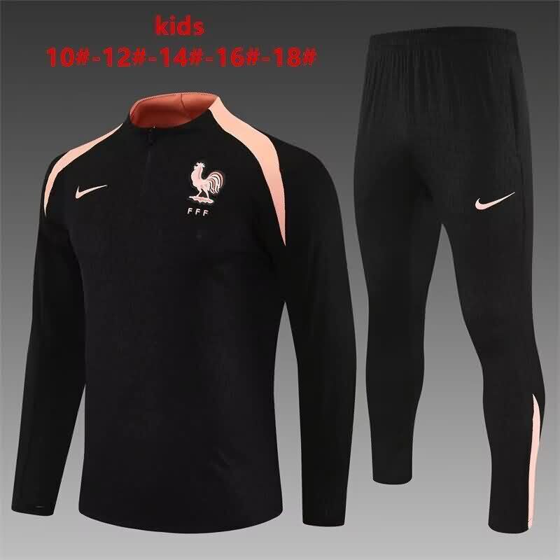 Kids AAA Quality France 2025 Black Soccer Tracksuit