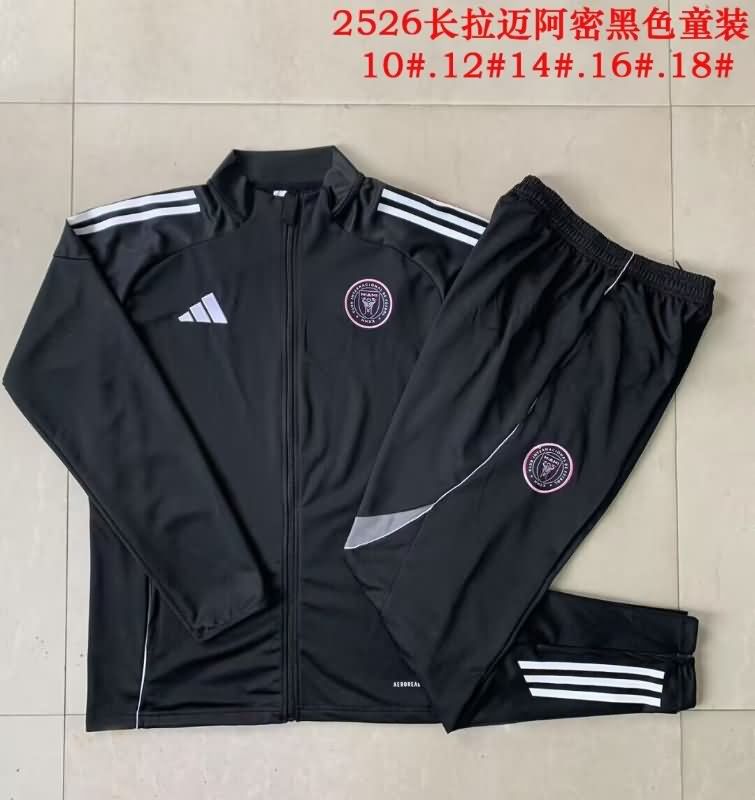Kids AAA Quality Inter Miami 2025 Black Soccer Tracksuit